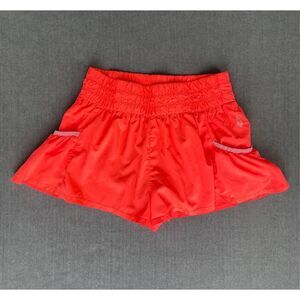 Free People Movement Good Karma Running Shorts Women M Orange Ruffle Hem Active